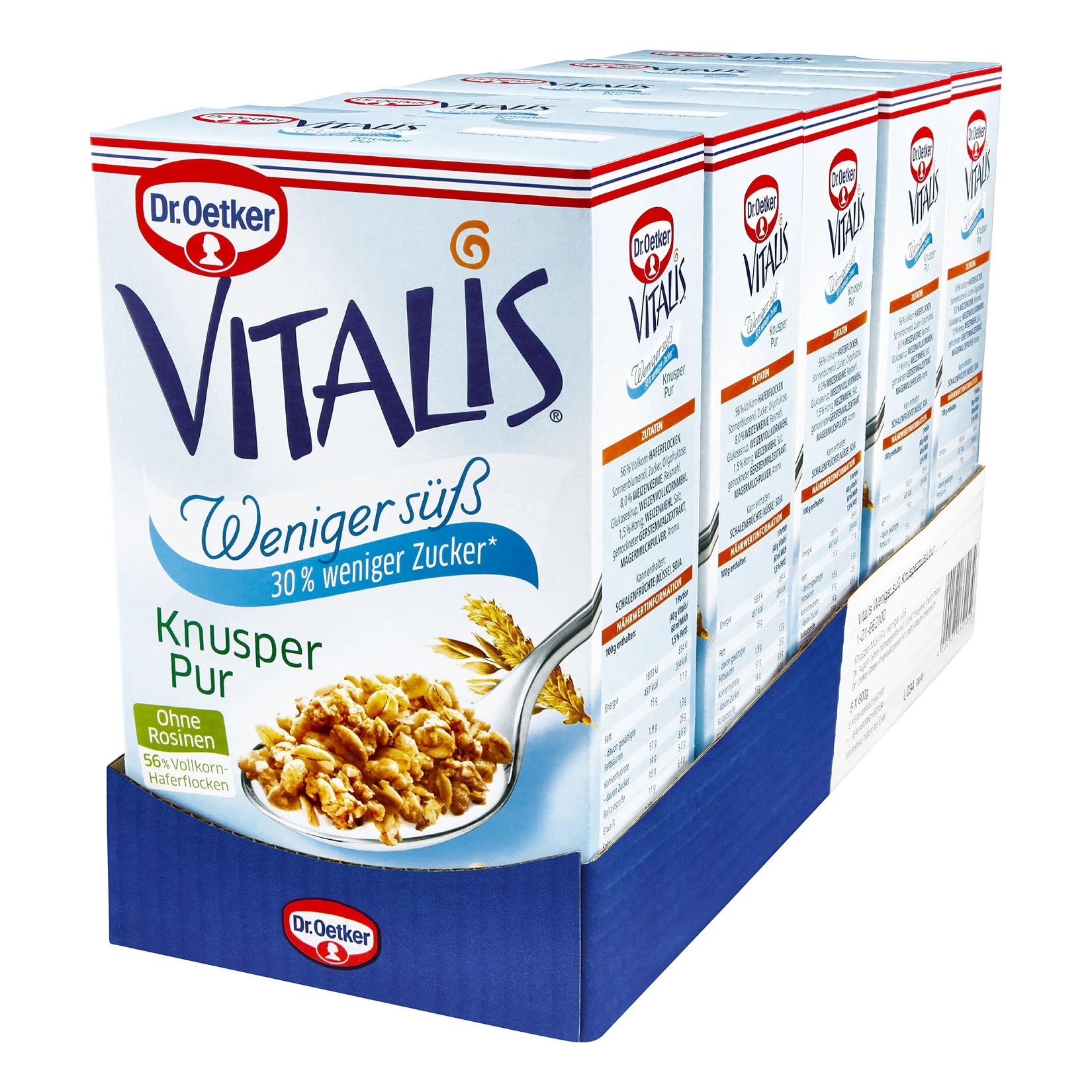 Dr. Oetker Vitalis Weniger Süß Knusper Pur 600 G, 5er Pack 3 Dr. Oetker Vitalis Weniger Süß Knusper Pur 600 G, 5er Pack
