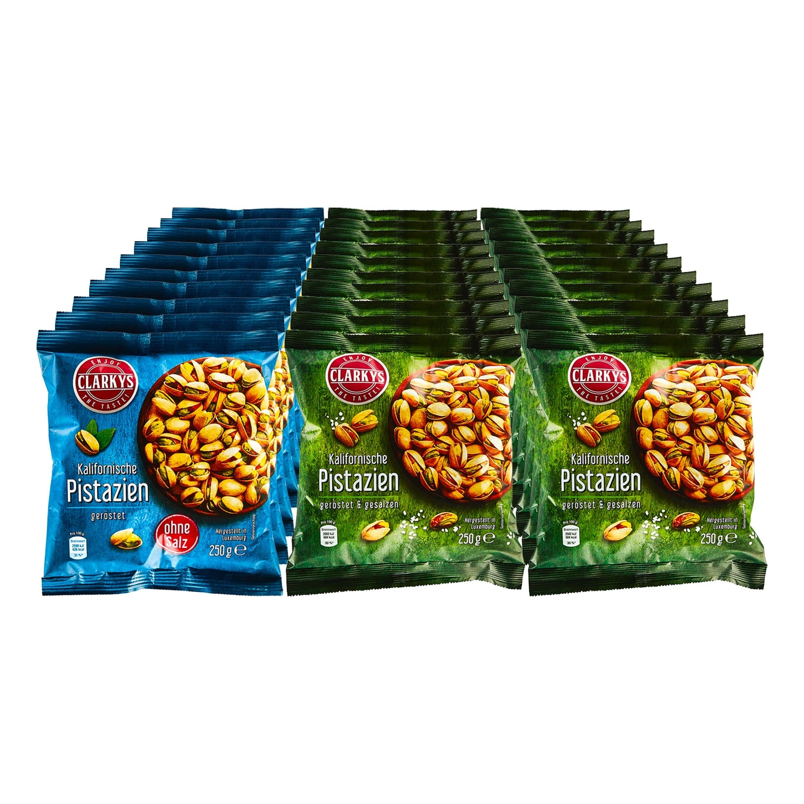 Clarkys Pistazien 250 G, Verschiedene Sorten, 30er Pack 3 Clarkys Pistazien 250 G, Verschiedene Sorten, 30er Pack