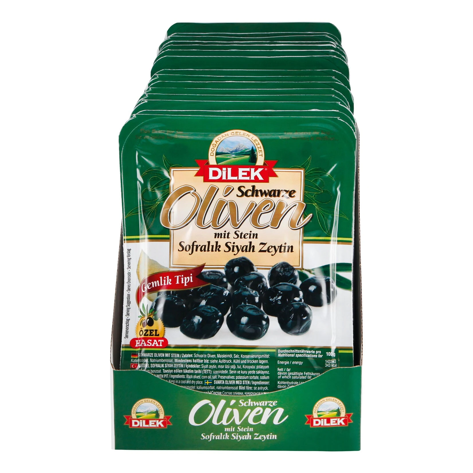 Dilek Schwarze Oliven "Gemlik Tipi" 400 G, 15er Pack 3 Dilek Schwarze Oliven "Gemlik Tipi" 400 G, 15er Pack