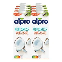 Alpro Kokosnussdrink Ohne Zucker 1 Liter, 8er Pack