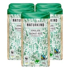 NATURKIND Bio Fairtrade Basmati Reis 1 Kg, 5er Pack