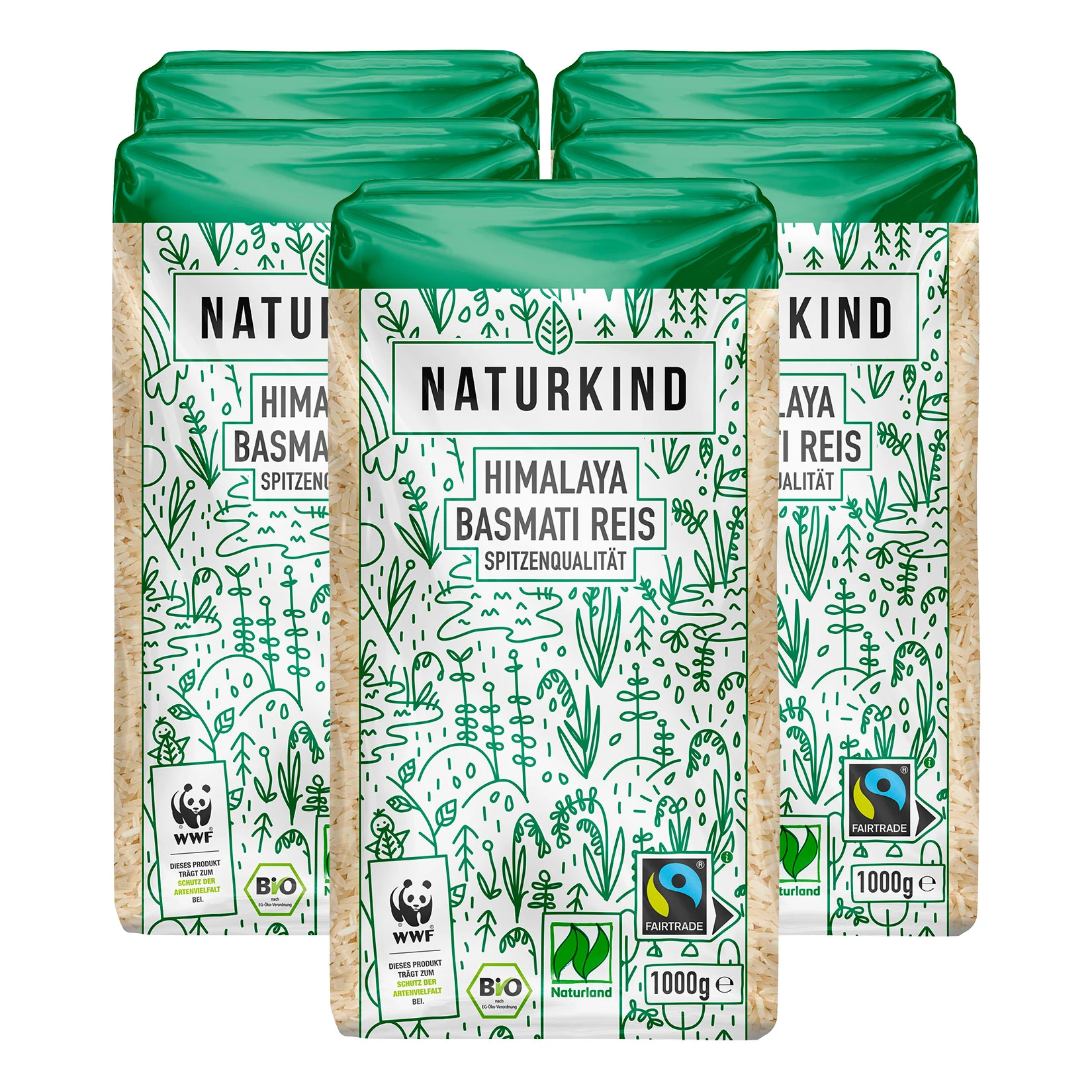 NATURKIND Bio Fairtrade Basmati Reis 1 Kg, 5er Pack 3 NATURKIND Bio Fairtrade Basmati Reis 1 Kg, 5er Pack