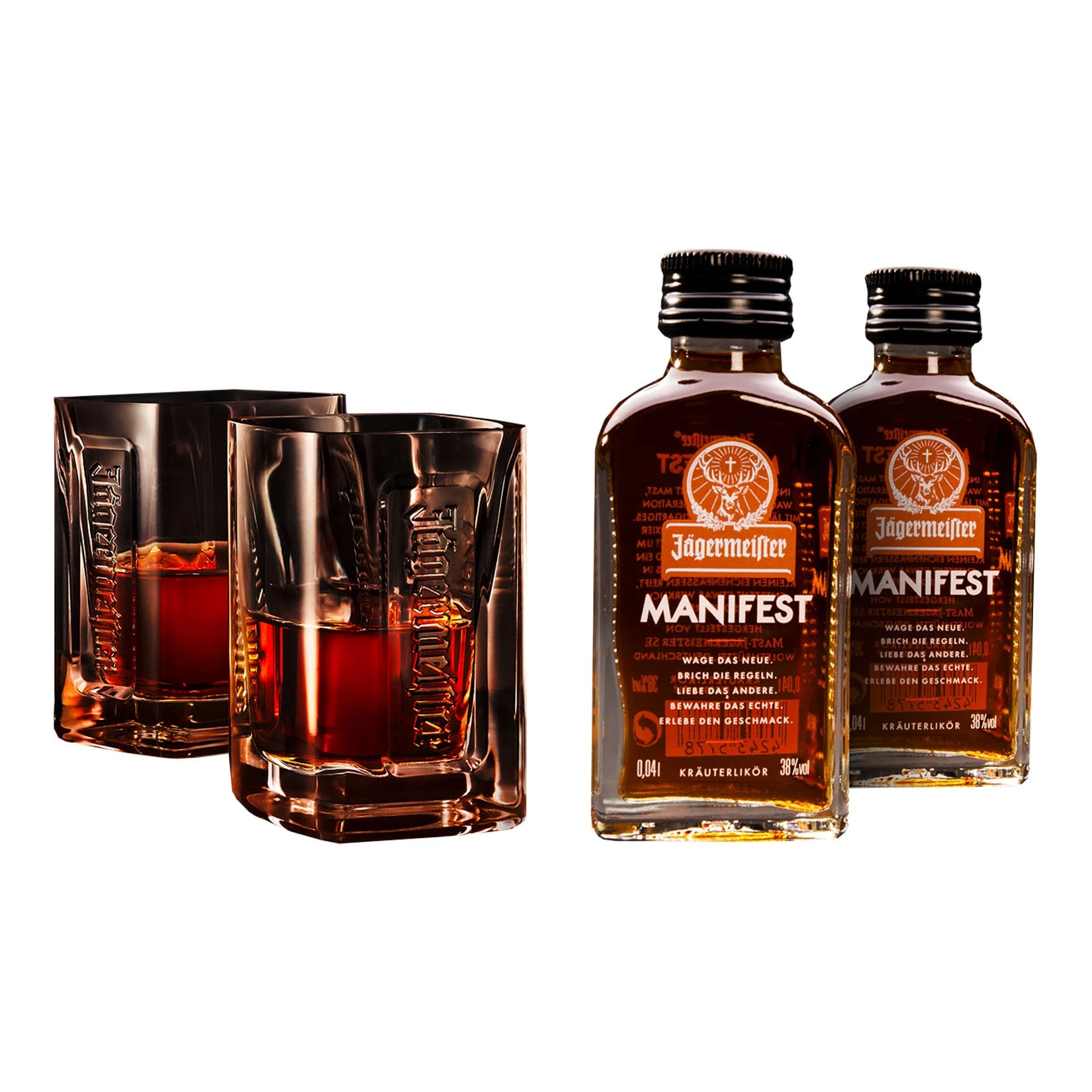 Jägermeister Manifest 38,0 % Vol 2 X 40ml Tastingset Mit 2 Gläsern 3 Jägermeister Manifest 38,0 % Vol 2 X 40ml Tastingset Mit 2 Gläsern