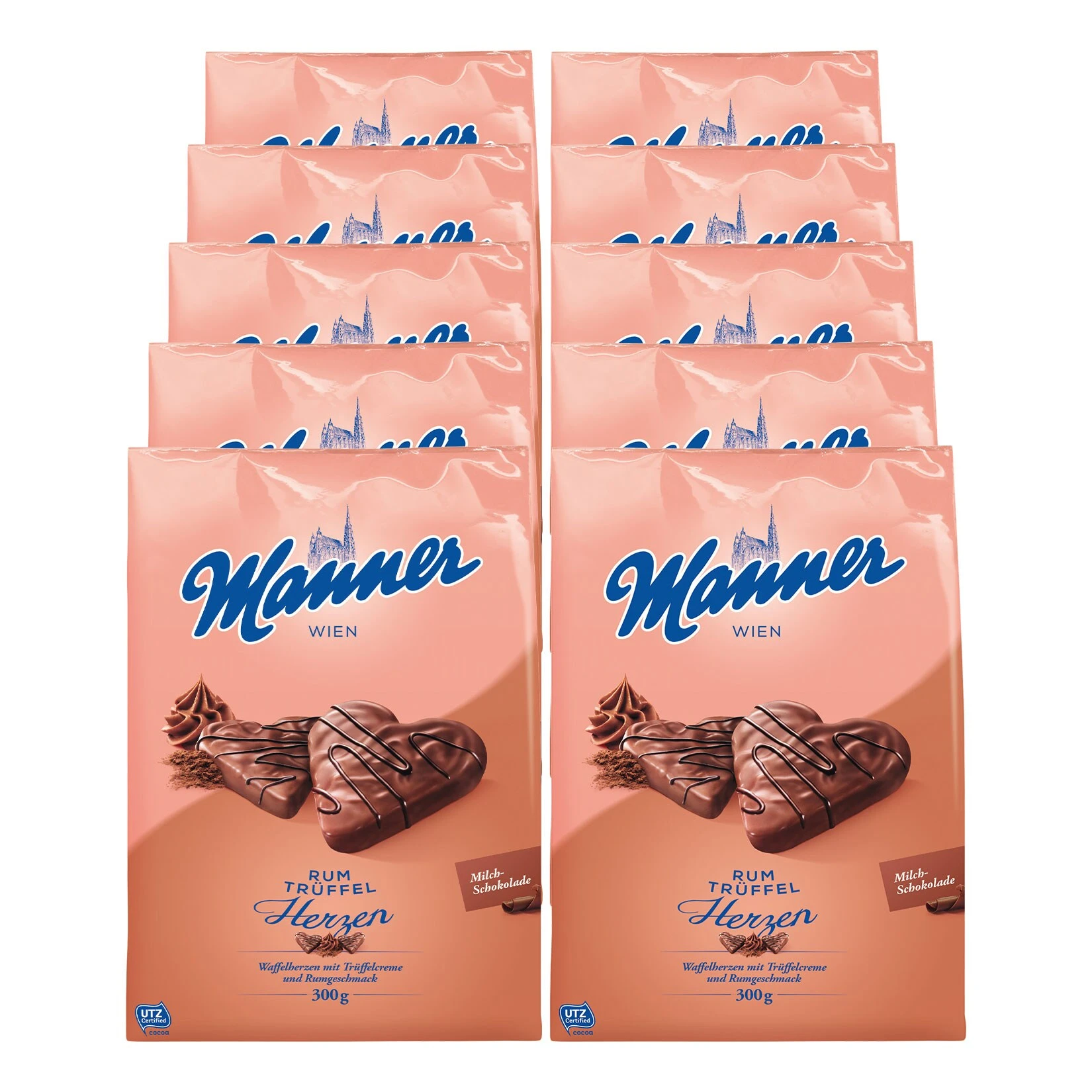 Manner Rum Trueffel-Herzen 300 G, 10er Pack 3 Manner Rum Trueffel-Herzen 300 G, 10er Pack